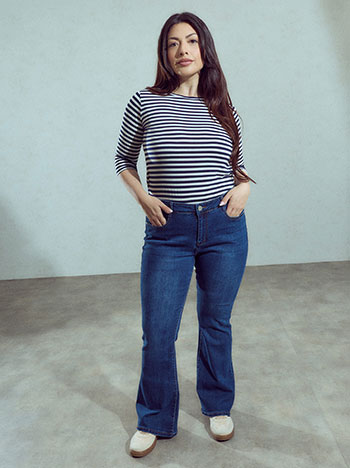 Flare jeans with cotton in dark blue