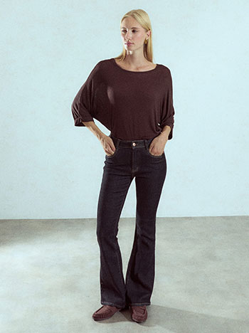 Flare jeans with contrast stitching in black
