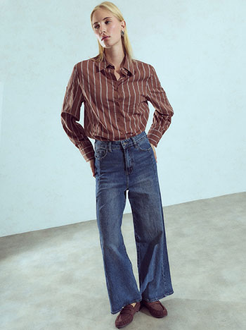 Wide-leg jeans with cotton in blue