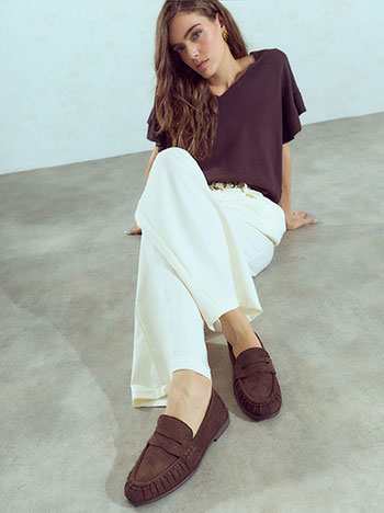 Faux suede loafers in brown