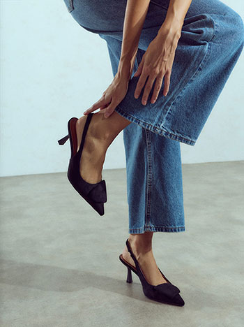 Faux suede slingback pumps in black