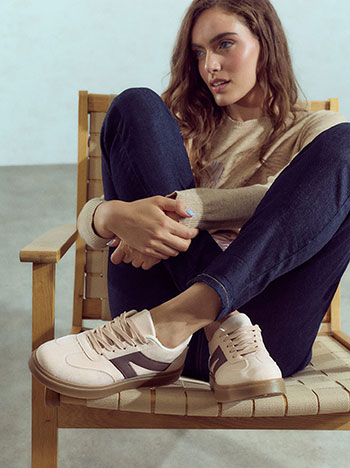 Faux suede sneakers in beige