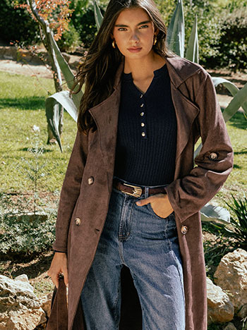 Ribbed sweater with buttons in dark blue