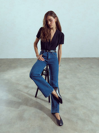 Jeans with detachable belt in dark blue