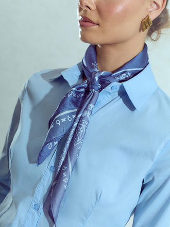Paisley satin scarf in blue