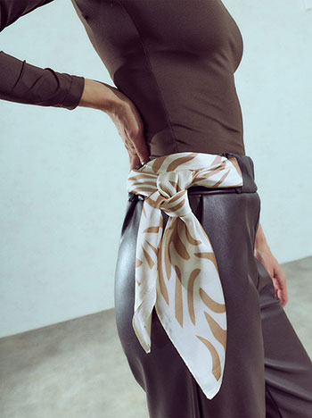 Satin zebra print scarf in light beige