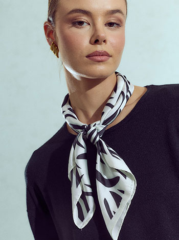 Satin zebra print scarf in white