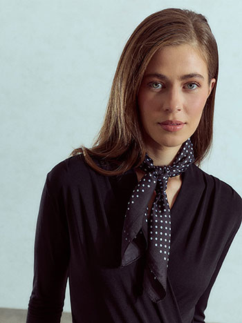Satin polka dot scarf in black