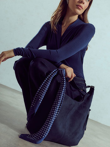 Satin polka dot scarf in dark blue