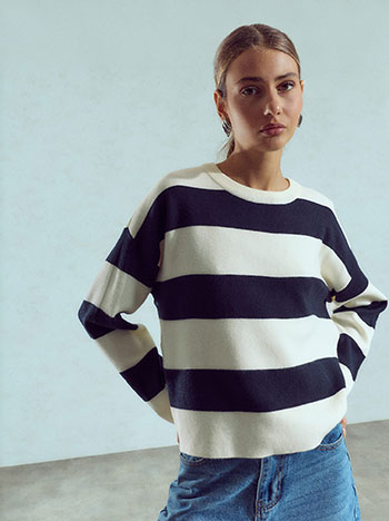 Striped sweater in dark blue