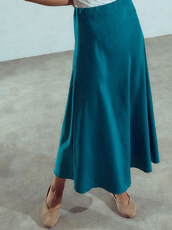 Satin midi skirt in teal