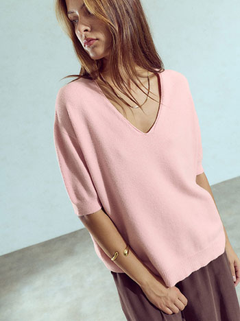 Monochrome sweater with viscose in pink