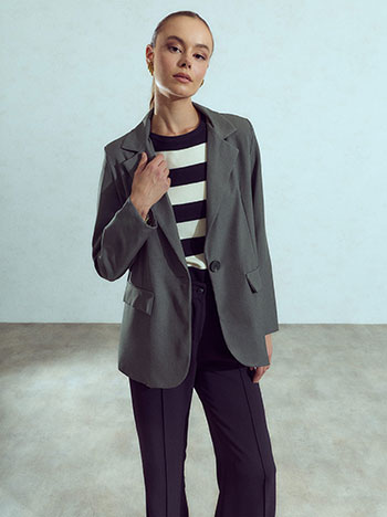 Blazer with leopard lining in grey
