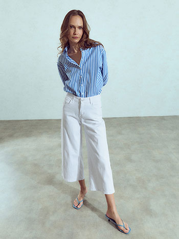 Cropped wide-leg jeans in white