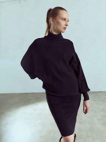 Turtleneck and mini dress set in black