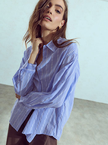 Striped cotton shirt in light blue