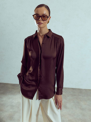 Satin shirt in brown