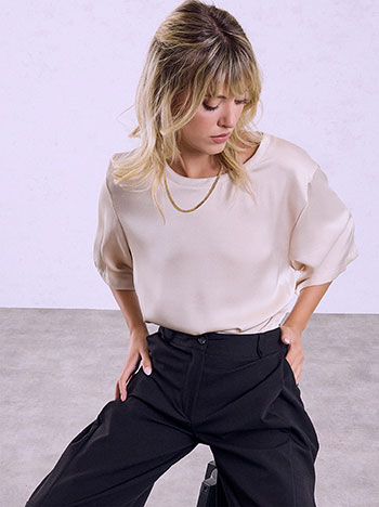 Satin blouse in beige