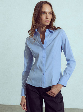 Elastic shirt with cotton in sky blue