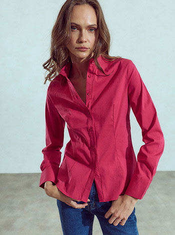 Elastic shirt with cotton in magenta