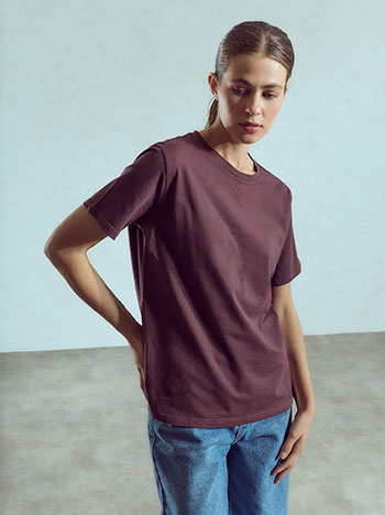Τ-shirt μονόχρωμο σε μελίτζανι