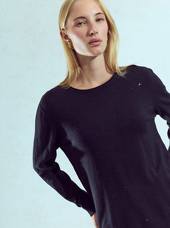 Sweater with rhinestones in black