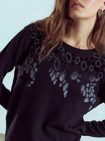 Sweater with textured leopard details in black