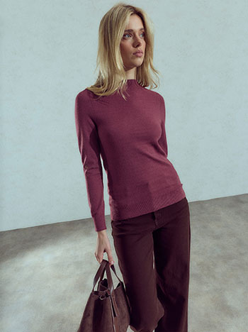 Mock neck sweater in dark purple