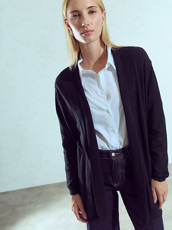 Long cardigan with pockets in black