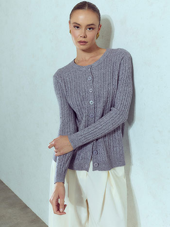 Knit cardigan with viscose in grey