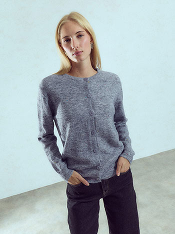 Knit melange sweater in grey