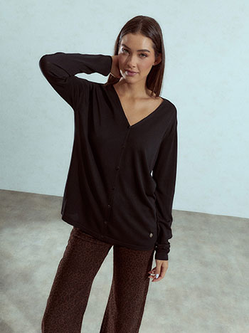 Cardigan with V neckline in black