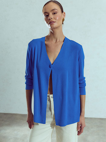 Cardigan with button in electric blue