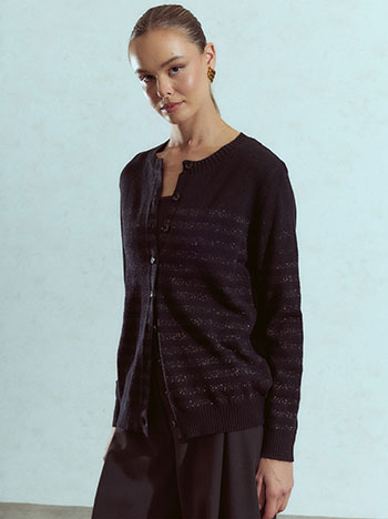 Cardigan with metallic stripes in black