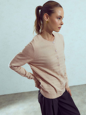 Cardigan with metallic stripes in beige