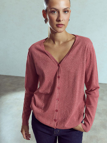 Metallic cardigan in dusty pink