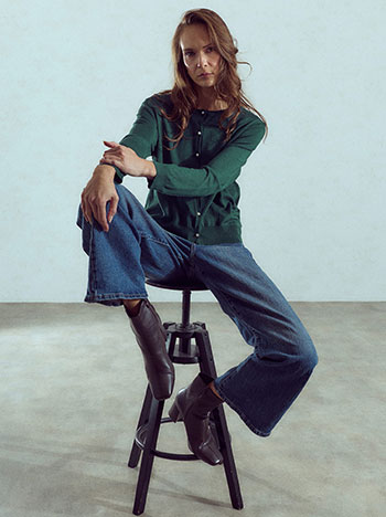 Viscose cardigan in dark green