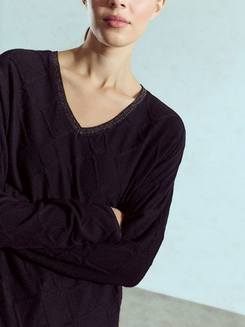 Top with textured details in black