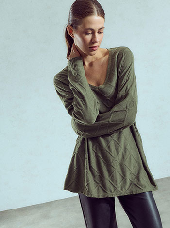 Top with textured details in khaki