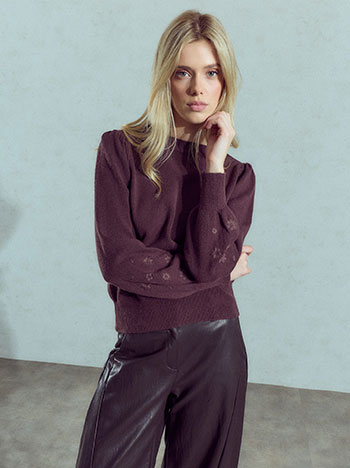 Soft-touch sweater in wine red