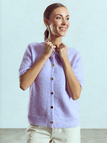 Fluffy cardigan in lilac
