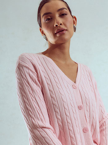Knit cardigan with glitter in pink