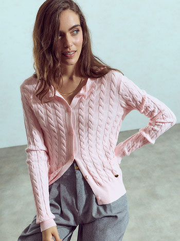 Knit metallic cardigan in pink
