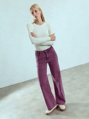 Wide leg jeans with cotton in purple