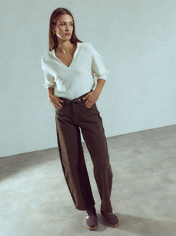 Barrel high waist jeans in brown