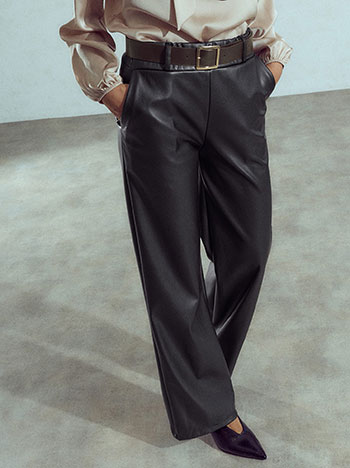 Leather effect trousers in black