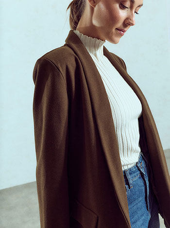 Solid blazer in brown