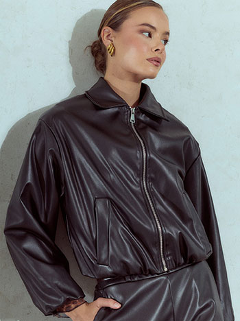 Leather effect jacket in black