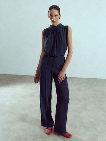 Trousers with decorative seams in dark blue