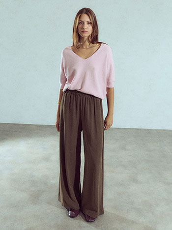 High waist wide leg trousers in brown